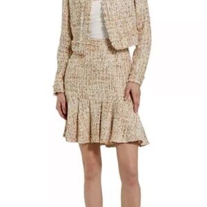 Mac Duggal Cream Tweed Mini Skirt